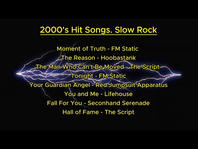 2000's Hit Songs . Slow Rock(FM Static, Lifehouse, The Script, Red Jumpsuit Apparatus, 3 Doors down)