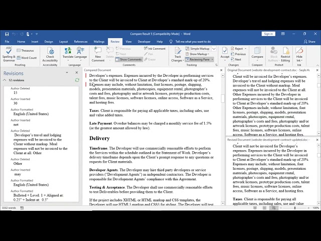 Compare Two Versions of a Document in Word Using Track Changes and the Compare Feature
