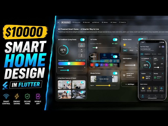 $10,000 Smart Home Design in Flutter 🔥 | AI-Powered Smart Home UI & Mobile App || Amazevalley