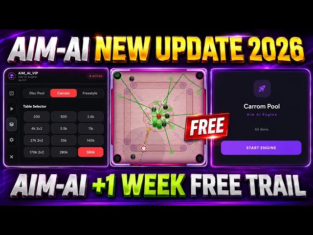 Carrom Pool 🔥 AIM-AI New Update 2026 😱 AIM-AI 1 Week Free Trial 😎 #ahmadgamer #carrompool
