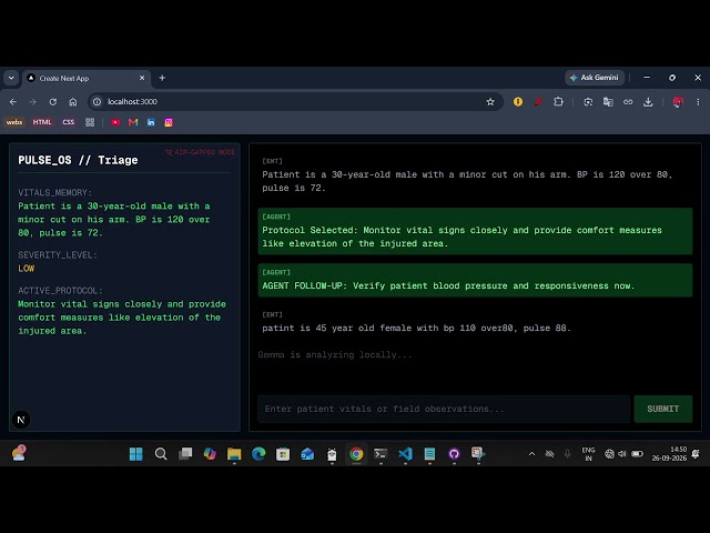 Project Pulse: Autonomous Air-Gapped Medical Triage Agent (Google DeepMind Hackathon 2026)