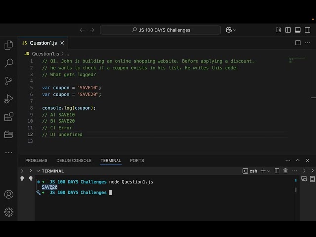 JavaScript Quiz (Question 1) #coding #frontendcourse #javascript #codeblocks #programming