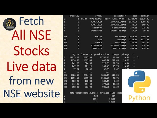 Only one line of python Code to fetch all NSE stocks live data from new nse website