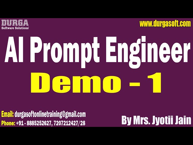 AI Prompt Engineer tutorials || Demo - 1 || by Mrs. Jyotii Jain On 13-07-2026 @7AM (IST)