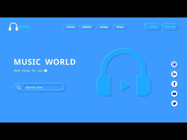 Music Landing Page Design With Neumorphism Design Using Html and CSS | DS Code