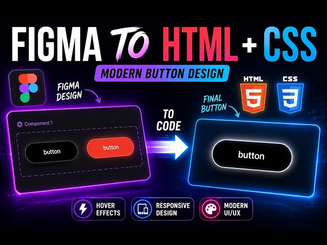 Figma to HTML & CSS | Modern Animated Button Design Tutorial