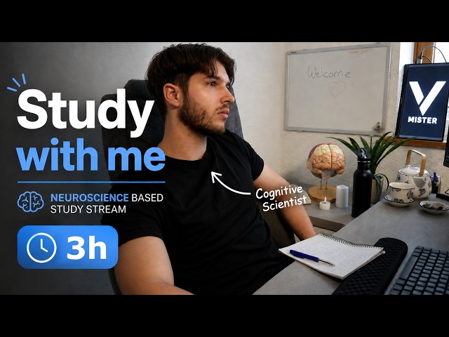 STUDY WITH ME (3h) neuroscience-based | Pomodoro 60/10 🫡🧠📚
