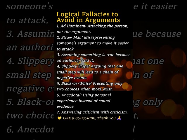 Logical Fallacies to Avoid in Arguments #mindfulness #quotes #lifelessons