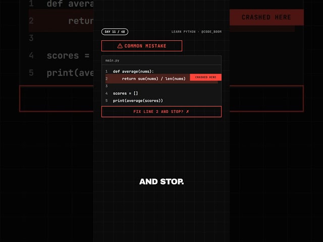 A wall of red text and your program stopped. Read it from the bottom, not the top. Day 11 of Learn P