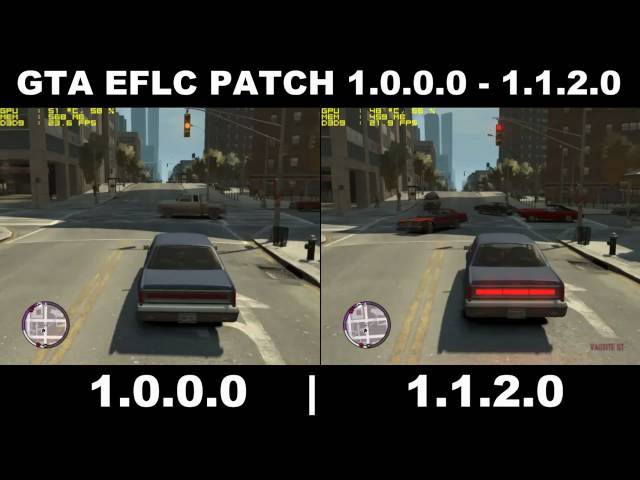GTA EFLC PATCH 1.0.0.0 VS 1.1.2.0 Comparisons FPS/GPU USAGE
