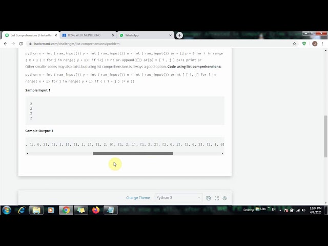 List Comprehensions || Python 3 || HackerRank