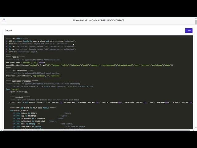 SithasoDaisy5 - Expert's Guide to Building LowCode AddressBook with DaisyUI