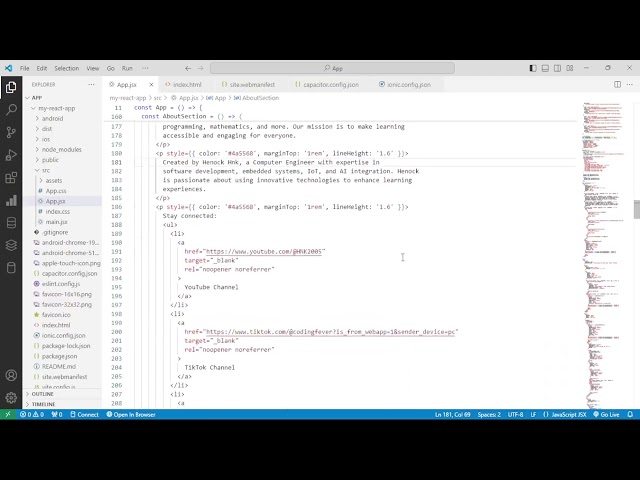 Technical Learning Hub: Main Program Built with ReactJS in JSX