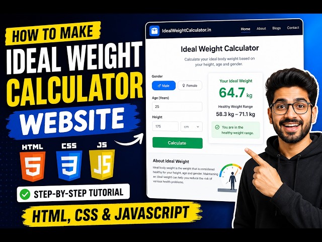 How to Make an Ideal Weight Calculator Website | HTML, CSS & JavaScript