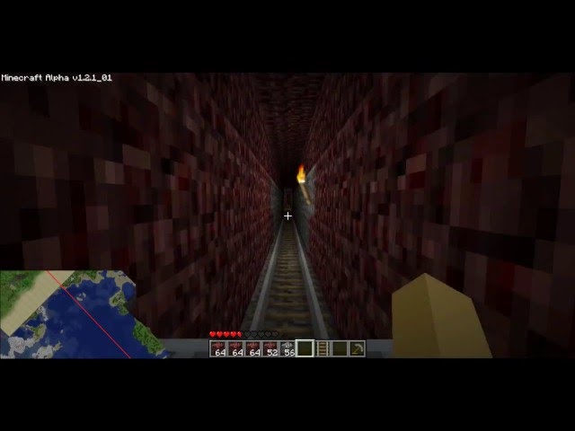 Nether railroad (with realtime map) + surviving a huge drop.