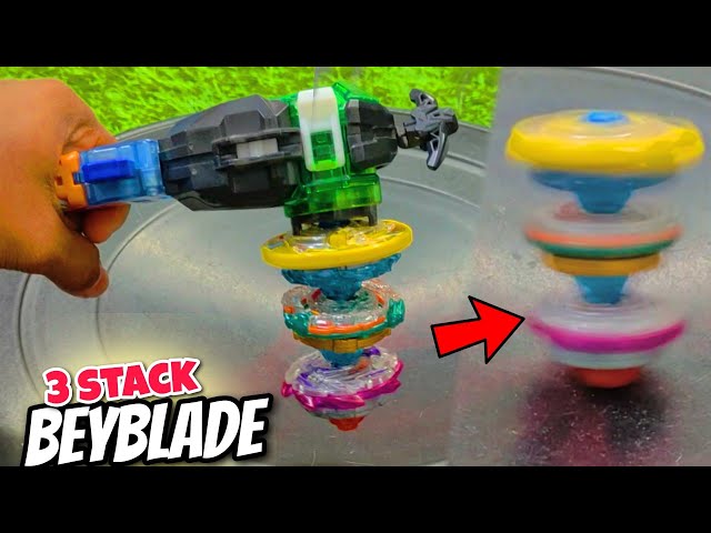 3 stack beyblade fused together ! pocket toon