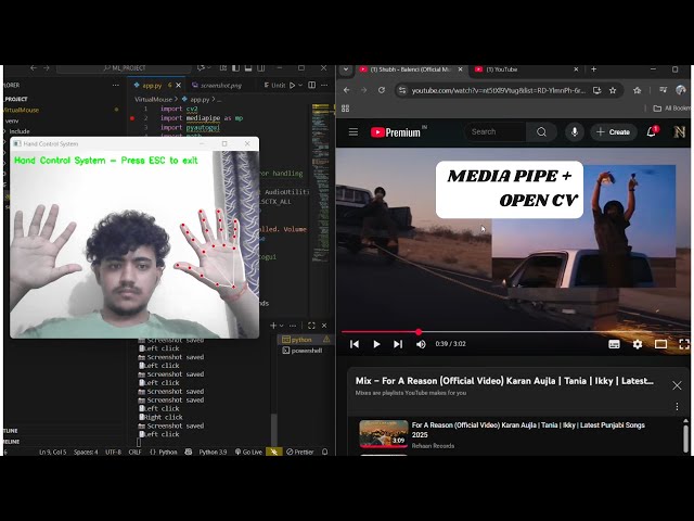 Virtual Mouse with Hand Gestures | Python, OpenCV, MediaPipe