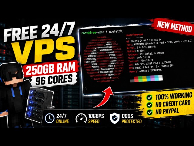 How to Get FREE 24/7 VPS | 250GB RAM, 96 Cores (2026) 🚀