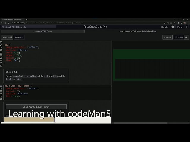 Learn HTML & CSS | FreeCodeCamp Build a Piano: Step 20