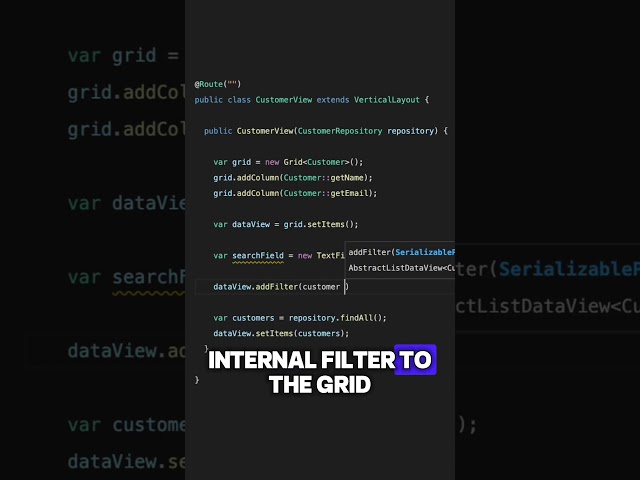 How to add a filter to a Vaadin Grid (Java only)