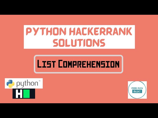 Learn Python | List Comprehension | Hackerrank Python Solution