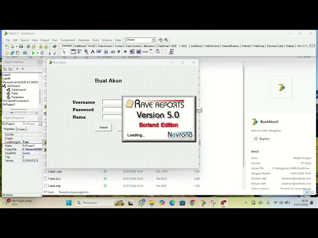 TUTORIAL LENGKAP: Membuat Sistem Registrasi Akun & Cetak Daftar dengan Delphi + Rave Report