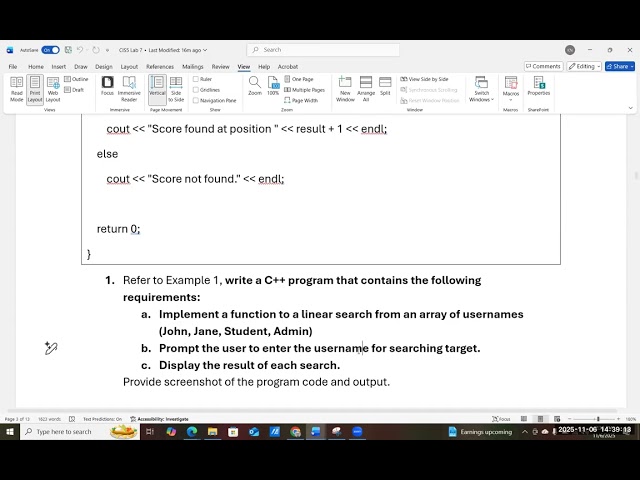 CIS-5 Unit 7 Lecture and Programming Exercises: Search, Sort Algorithm and Vector in C++