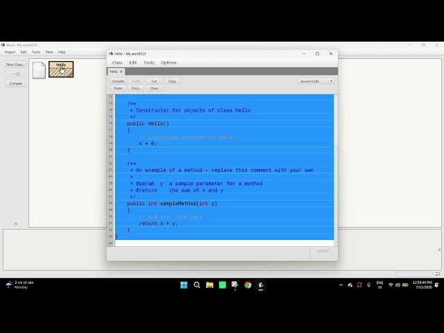 How to create a project file in Bluej IDE and basic structure of java programming.