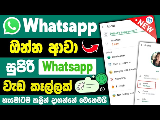 WhatsApp New About Update in Sinhala | Set Timer for About Status ⏰