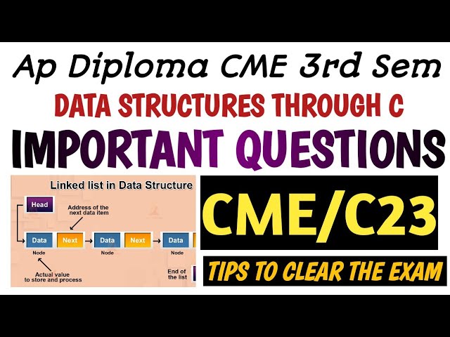 Data structures through C important questions| ap diploma C23 cme ds important questions|