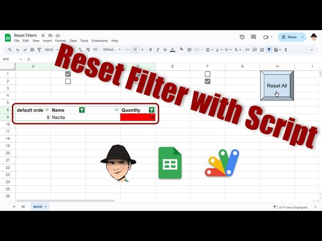 Reset Filter with Script – Google Sheets Tutorial