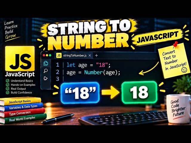 Number() in JavaScript | Convert String to Number | JavaScript for Beginners #8