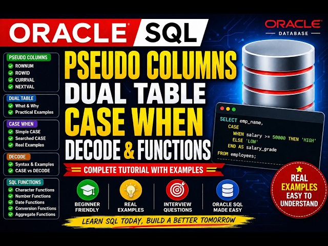 Oracle SQL Pseudo Columns, DUAL Table, CASE WHEN, DECODE & Functions | Complete Tutorial
