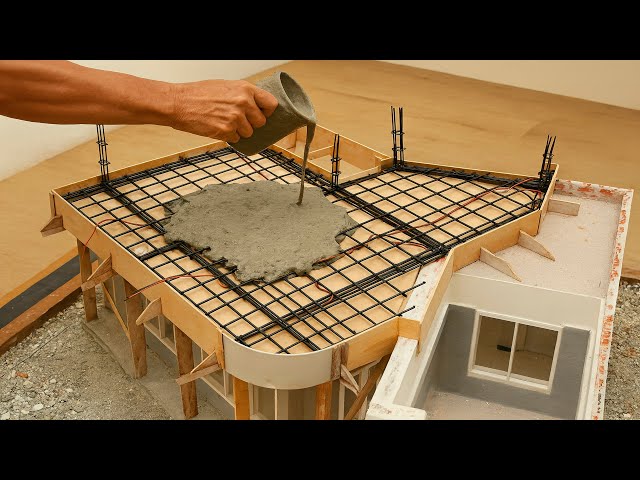 Building a Miniature Villa with Bricks, Cement & Steel, Just Like the Real One