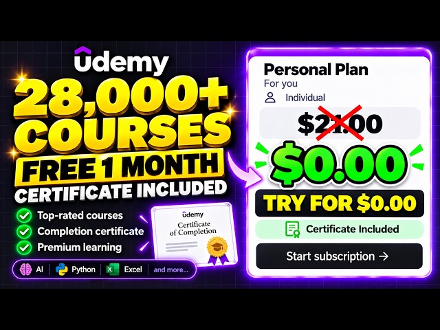 Get 28,000+ Udemy Courses Free for 1 Month | Certificates Included | Ahmad’s Tech World