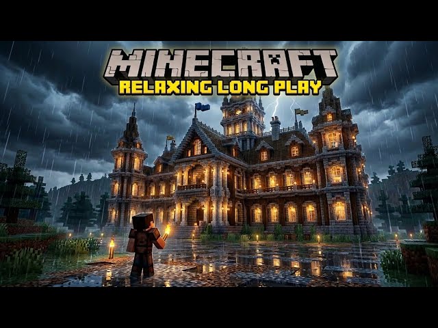Minecraft Relaxing Longplay | Rainy Mountain - Cozy Starter House | No Commentary