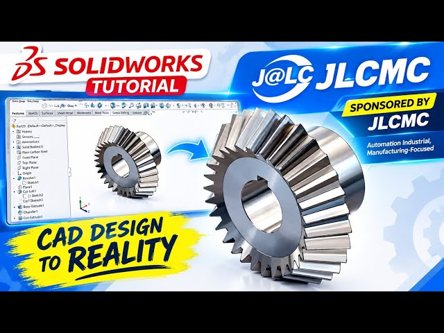 SolidWorks Bevel Gear Design Tutorial | Step-by-Step 3D Modeling + JLCMC Sponsored