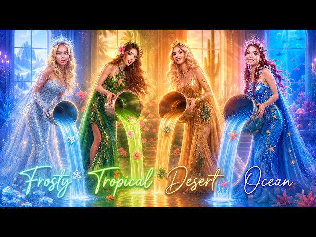 Four Real-Life Weather Girls! Tropical Girl, Ice Girl, Ocean Girl, and Desert Girl