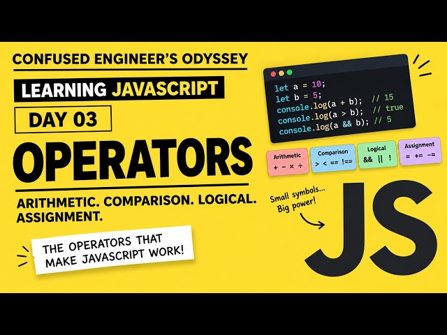 Operators in javaScript | Day-3 in JavaScript course for Beginners