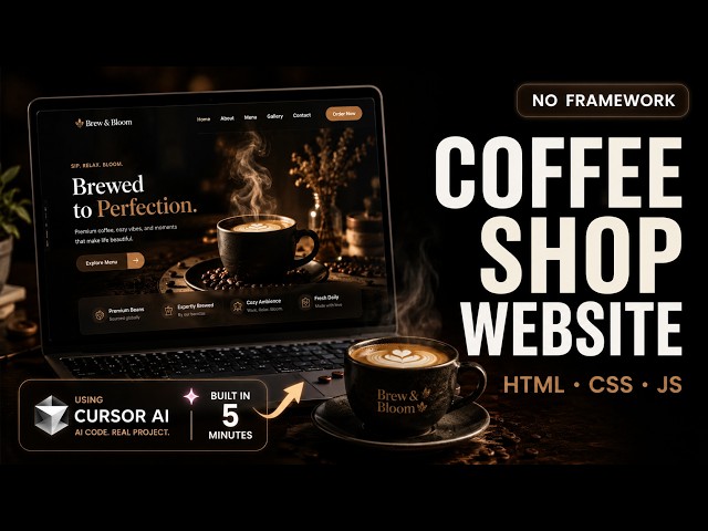 I Built This Coffee Shop Website in 5 minutes using Cursor AI — HTML CSS JS (No Framework)
