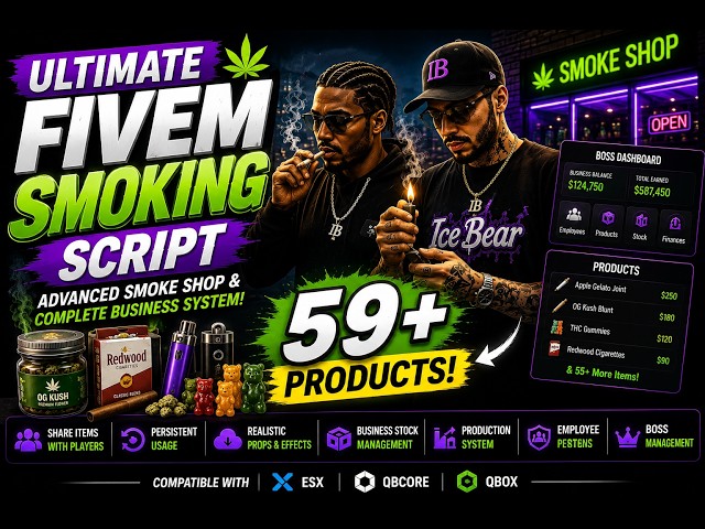 ULTIMATE FiveM Smoking Script 🚬 | Smoke Shop Job, 59+ Items & Boss System | ESX/QB/Qbox
