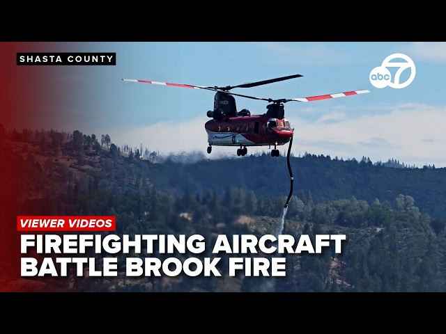 Firefighting aircraft battle Brook Fire from Shasta Lake and Redding airport | Viewer Videos