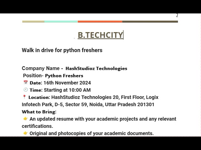 𝗛𝗮𝘀𝗵𝗦𝘁𝘂𝗱𝗶𝗼𝘇 𝗧𝗲𝗰𝗵𝗻𝗼𝗹𝗼𝗴𝗶𝗲𝘀 Walk in drive for python freshers 2024