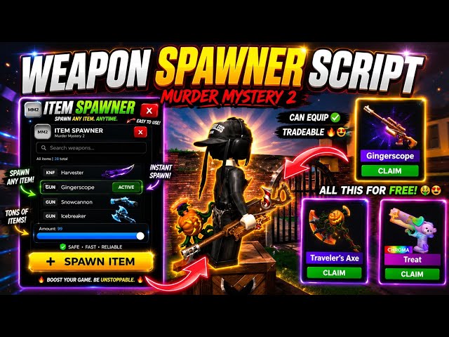 Best Mm2 Script - Weapon Spawner Script *TRADEABLE & EQUIPABLE* | Murder Mystery 2 ⛱️ | KEYLESS 2026