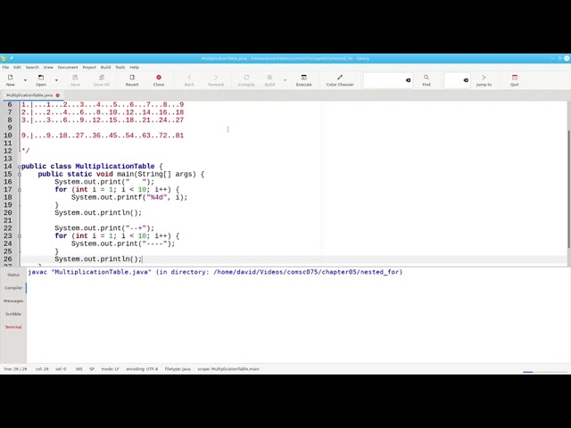 Chapter 6: Nested for loops