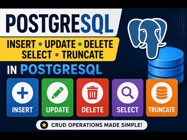 PostgreSQL CRUD | INSERT, SELECT, UPDATE, DELETE & TRUNCATE Explained with Examples