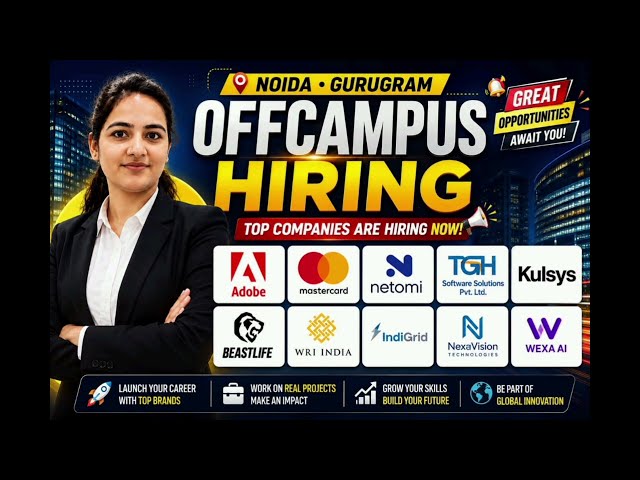 Noida & Gurugram Hiring 2026 | Freshers Hiring | Adobe, Mastercard, Netomi, QA, AI/ML, SDE & More
