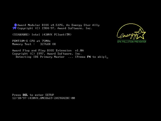 Old 90s PC boot sequence (4K)
