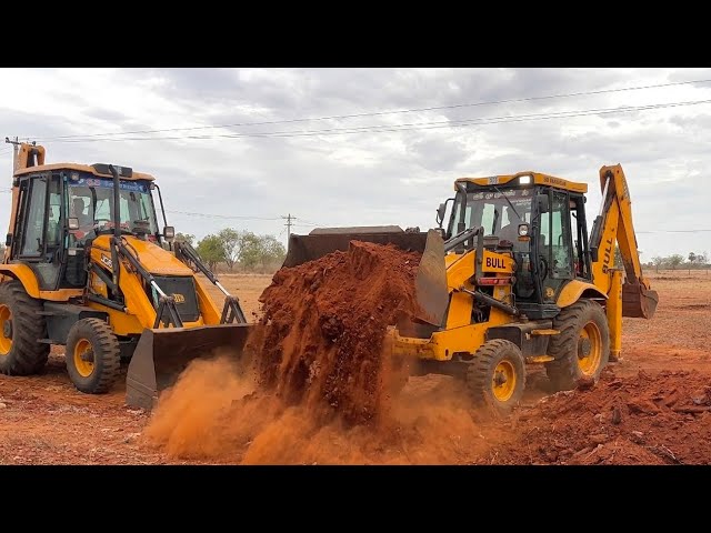 BULL SD 76 vs JCB 3DX 🔥 Mud Loading with Front Bucket & Commercial Land Road Construction |JCB Video