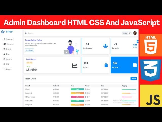 Responsive Admin Dashboard Using HTML CSS And JavaScript - Part 4